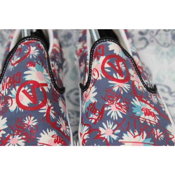 Vans Classic Slip-On (Vans Crew) Floral/Red Shoes Size 10‎ Mens - Picture 4 of 9